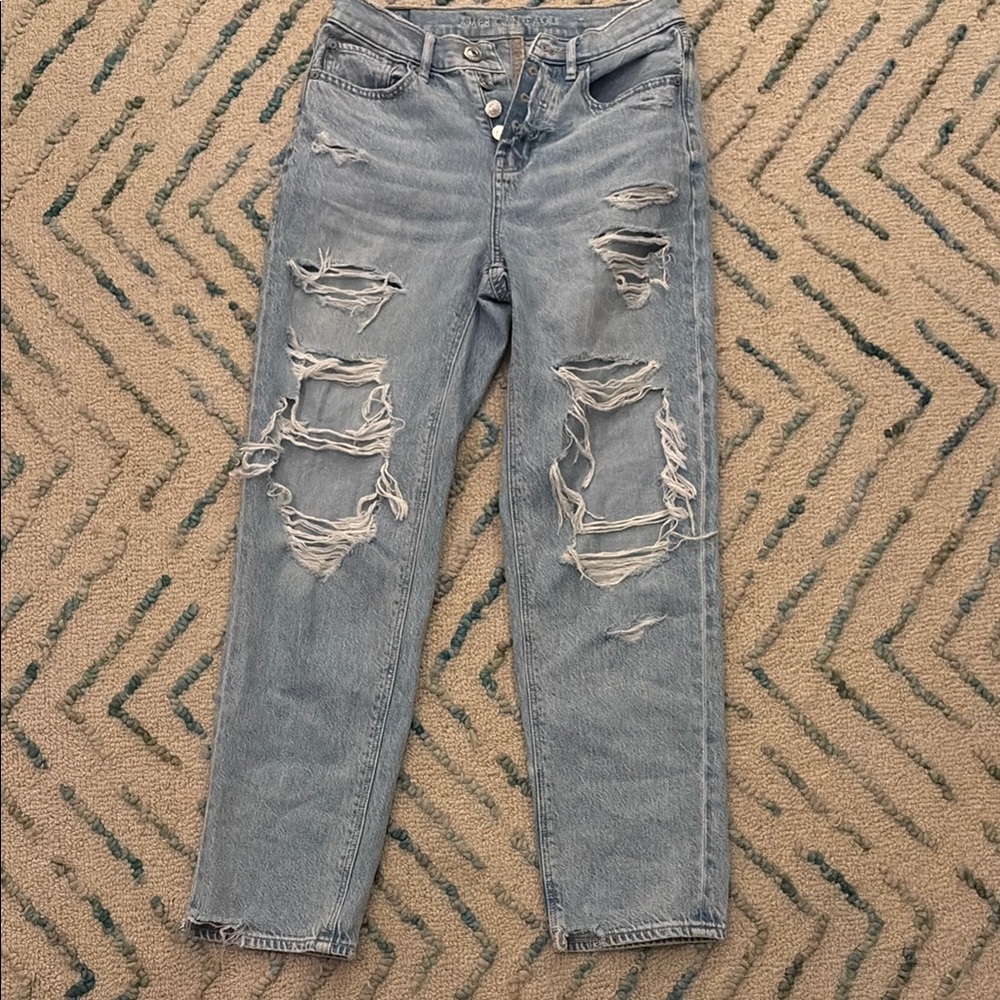 American Eagle Outfitters Blue Boyfriend Jeans Distressed